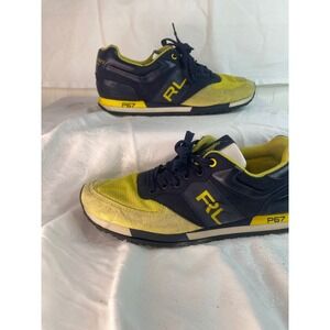 Polo Sport Ralph Lauren Slaton RL Mens Sneakers Navy Blue Yellow P67 Size 9.5D